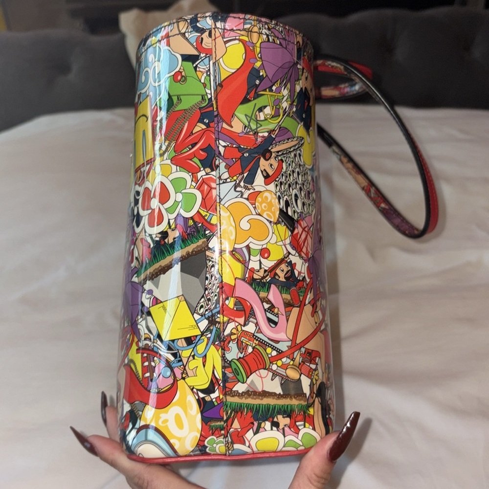 SUPER UNIQUE CHRISTIAN LOUBOUTIN Patent Calfskin Print Cabata Tote- Multicolor - Picture 8 of 17